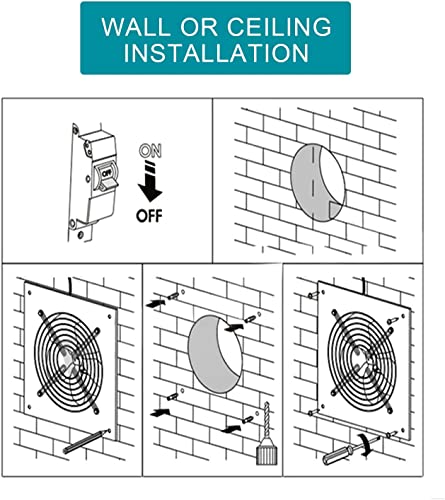 Nalle 6 inch Exhaust Fan 40W 298CFM Through-wall installation Ventilation Fan 110V Exhaust Smoke Fan Ventilation with Power Cord for Kitchen,Bathroom,laundry room,Toilets,Garage (Black