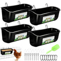 Chicken Feeder Waterer, 4 Pack Hanging Fence Trough, 5 Quart Total Capacity Plastic Feeder with Clips & Screws for Chicken, Duck, Goat, Sheep, Piglet, Dog and Poultry Livestock (Black 4pcs) - color: Black 4pcs