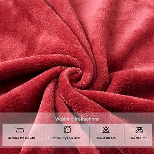 FashGudim Mens Hooded Robe Plush Shawl Collar Kimono Bathrobe Soft Warm Flannel Fleece Spa Robes House Coat Pajamas - color: Red, size: Small-Medium