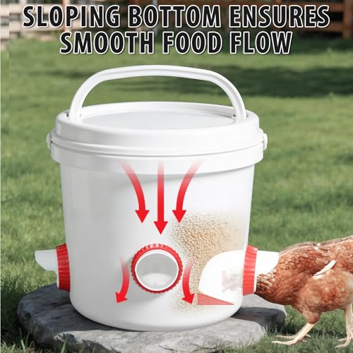 12PACK No Waste Chicken Feeder Ports - DIY Chicken Feeder Kit with Hole Saw - Chicken Feeder Cups for Bucket,Barrels,Bins,Troughs - size: 12 port with holesaw