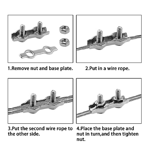 304 Stainless Steel Duplex 2-Post Cable Clamps TTZEZE Double Bolt Wire Rope Clips Clamp Fastener for 1/16 Inch Diameter Wire Rope 14 Pack - style: M2