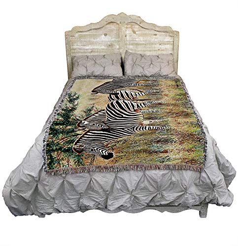 Pure Country Weavers Three Zebra Group Blanket by Cynthie Fisher - Gift Tapestry Throw Woven from Cotton - Made in the USA (72x54) - color: Zebras