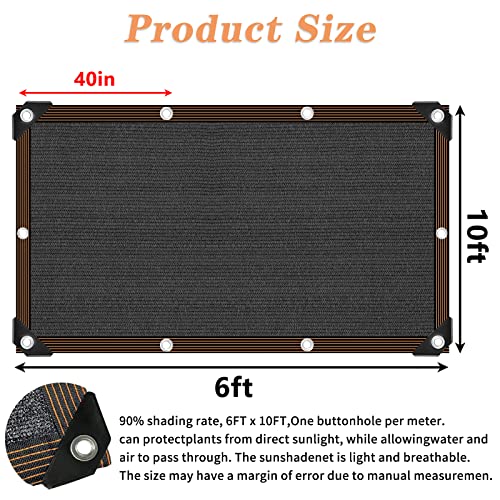 Shade Cloth - 70-90% Sunblock Net for Garden Patio,Shade Sails for Plants Greenhouse Outdoor Pergola Lawn Sun Shade Cloths for Kennel Chicken Coop Easier to Hang Shade Net Cover - size: 6'x10'