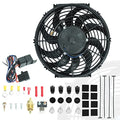BLACKHORSE-RACING 12" Universal Electric Radiator Cooling Fans + Thermostat Relay & Mount Kit - size: 12 Inch