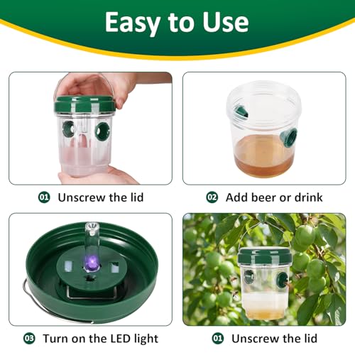 3 Pack Outdoor Hanging Wasp Catcher Reusable Insect Catching Container for Garden Yard Deck