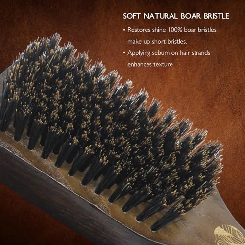 NORSEWOOD Boar Bristle Brush for Shine and Texture - Stiff Bristles for Medium Hair/Beards, Cleaning Brush Included | for Shine & Texture, Hairbrush for Men, with Cleaning Tools