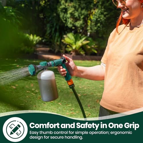VENETIO 8-Dial Hose End Sprayer for Liquid Fertilizer/Soap | Precision Lawn, Yard & Garden Feeder with 34oz Bottle for Uniform Fertilizing and Watering Plants | Hose Attachment Nozzle Spray Gun - style: Lawn & Garden Feeder (34 oz)