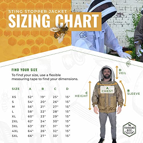 Sting Stopper Ventilated Beekeeping Jacket with Veil, Olive Green, X-Small | Triple Layer, Breathable, Long Torso, 7 Pockets, YKK Zippers, For Men & Women - color: Olive Green, size: X-Small