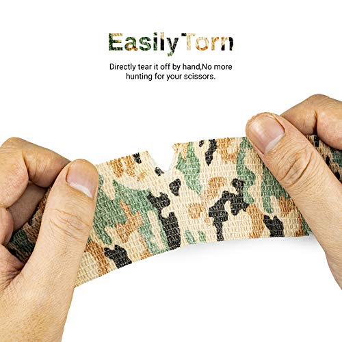 FRESINIDER 9 Rolls Self Adhesive Wrap Athletic Tape Gauze, Breathable Elastic Cohesive Bandage for Sports Injury & Pet (7 Pcs 2" x 5 Yards + 2 Pcs 1" X 5 Yards) (German Woodland Camo) - color: German Woodland Camo