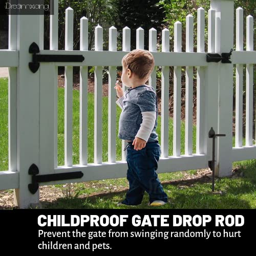 12" Heavy Duty Cane Bolt Gate Drop Rod Fence Hardware Ground Latch Stopper | for Wood/PVC/Vinyl/Metal Fences Gates, Double Doors, Black Solid Steel -1 Pack - color: 1 PACK, size: 12 Inch