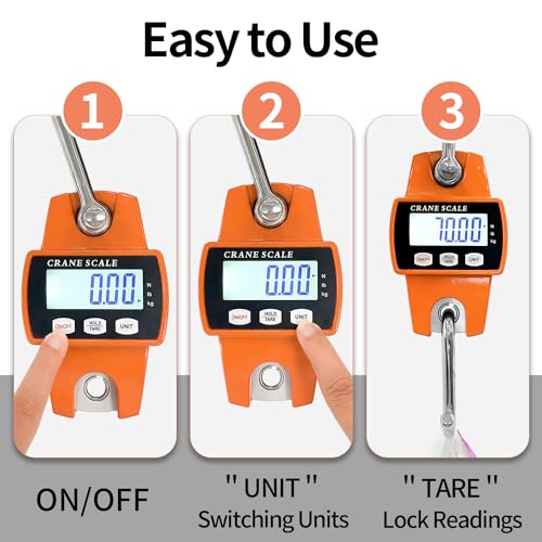 Sutekus Digital Hanging Scale 660lb Portable Crane Scale Waterproof Fish Scale 300kg Handheld Scale for Luggage Farm Hunting Fishing Outdoor