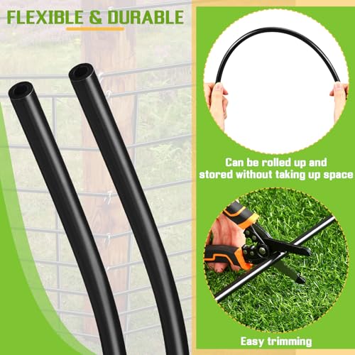 Pushglossy 50 Feet Electric Fence Insulator Tubing Accommodates Up to 12-1/2 Gauge Fence Wire, Insulated Tube for Corner Post and End of Fence, PE High Tension Wire Insulator, Black