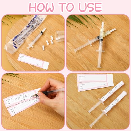 Trelaco 100 Sets 3 Ml 1 Ml Breast Milk Syringes No Needle Colostrum | Sterile Sealed with Caps and Cup, Baby Name Labels, Needle-free Harvesting for Storing Freezing Milk, For Postpartum Moms - size: 3 ml, 1 ml