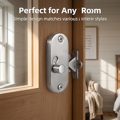 KAFENDA Sliding barn Door Lock,90-Degree Right-Angle Barn Door Latch Lock | Slide Locks for Interior Doors, 90-Degree Moving Door Right-Angle Buckle,smooth knob control, keyless operation, Privacy Lock