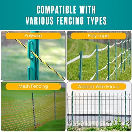 Electric Fence Posts, Garden Poles, Kit for Wire Fencing, Green, 4Ft, 25 Pk | Houseables Step In Fence Post, Electric Fencing, Garden Stakes, Deer, Livestock, Temporary, Fiberglass, Plastic, Ground Rod
