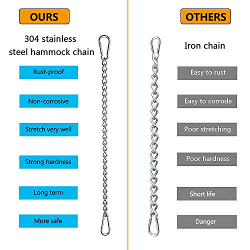 Hanging Chair Chain with Carabiners, Heavy Duty 660LBS Capacity Stainless Steel Hanging Kits for Punching Bags Hammocks (Silver, 24)