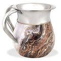 Zion Judaica Elegant Netilat Yadayim Washing Cup 5.5" Aluminum with Marble Decal For Everyday, Shabbat, Yom Tov, Pesach Seder, Judaica Gift (Earthtones) - color: Earthtones
