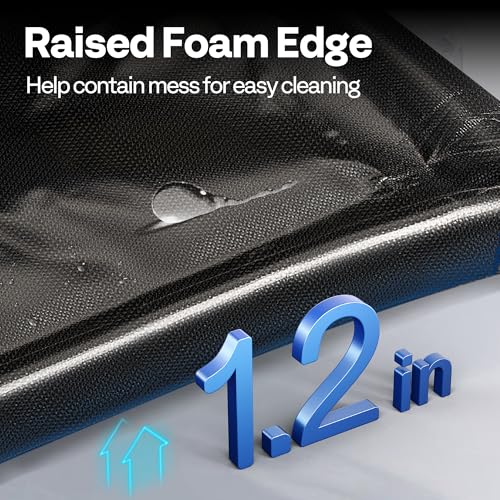 VIVOHOME Containment Mat (7'9" x 18') with Stay Put Corner, Black | PVC Garage Floor Mats, Heavy Duty Garage Parking Mat with a Squeegee - color: Black, size: 7'9" x 18'