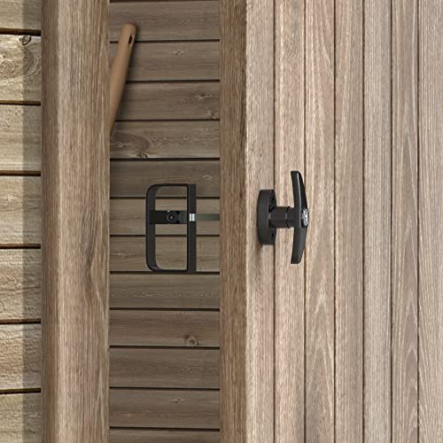 SKYSEN Shed Door Lock Latch, Shed Door T Handle Lock, 5-1/2" Steam- 2 Keys- Shed Door Hardware- Black(Shed Lock-1)