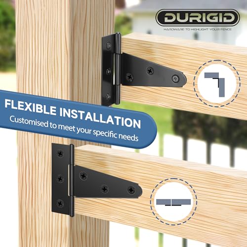 2 Pack 4 Inch T Hinge, Hinges for Wood, Gate Hinge, Gate Hardware, Fence Hinges for Outdoor Gates, Wooden Box, Cabinet, Ideal Outdoor Useage - size: 4 Inch