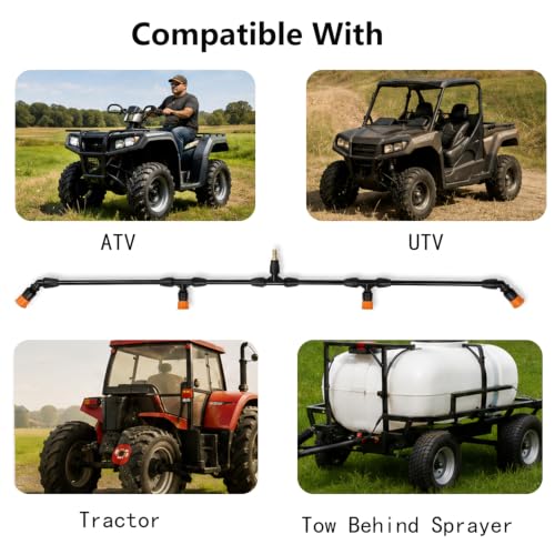 Boom Sprayer Kit for ATV UTV Sprayers | Broadcast Spray Boom Attachment with Adjustable 2 Nozzle Pattern, Up To 47.2 '' Wide Coverage Lawn Weed Control Sprayer Boom