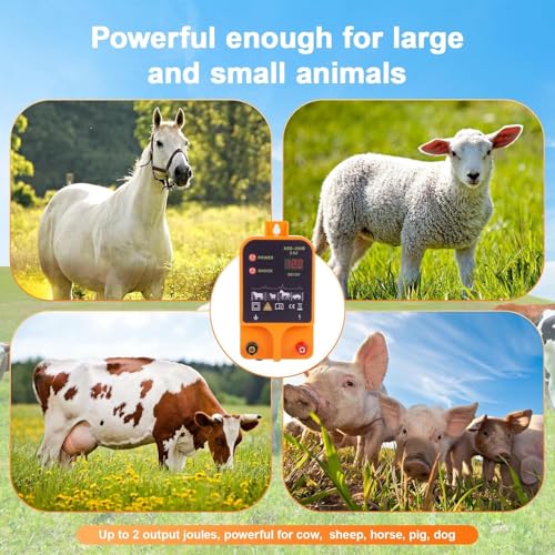 Strongest 2J 12V Pulse Electric Fence Charger - 20km Range Kit for Livestock & Dogs | High Power 3 Models Power SupplyFence Controller Charger for Wildlife Prevention, Farm, Poultry,Garden