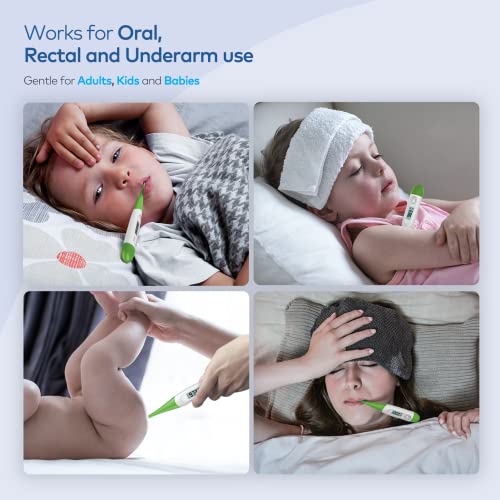 Boncare Rectal Thermometer for Baby 2 Packs (Dark Blue+Green) | Digital Thermometer with 10 Seconds Fast Reading - color: Dark Blue+Green