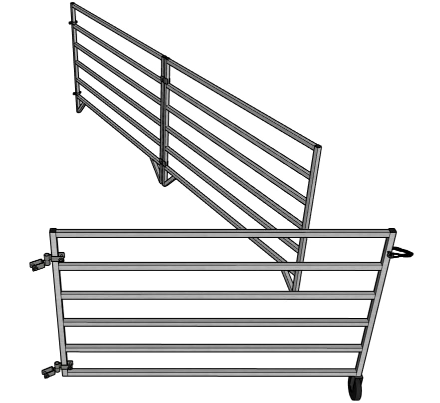 Aluminum 5 FT X 10 FT 6 Rail 40" Wall-Mounted ADD-ON Sheep & Goat STALL KIT Pen