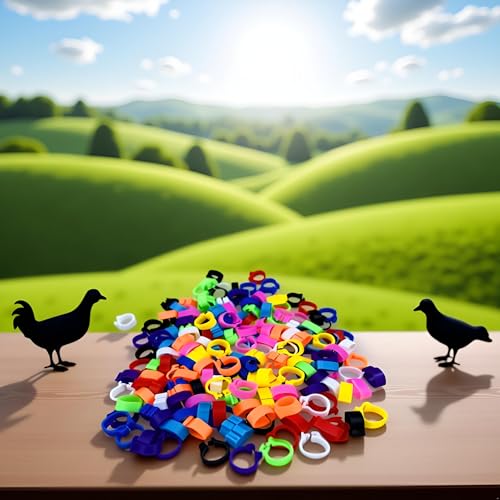100PCS 10 Colors Poultry Leg Rings,8mm Poultry Foot Rings Bird Identification Leg Bands Clip-on Rings for Birds, Ducks and Chickens Diameter Poultry Care