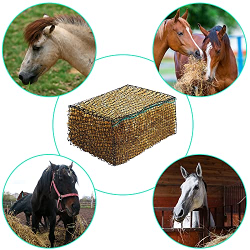 Riakrum 2 Pcs 47 x 20 x 20 Inch Large Square Bale Hay Net Horse | 5 Mm Mesh Fits 47x20x20 in Bales, Slow Feeder Cuts Waste, Black Net for Horse Mule Goat Cattle, Durable Feeding Bags