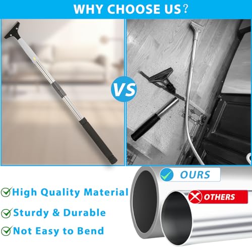 Floor Scraper, 31" to 61" Scraper Tool Long Handle with 4-inch Razor Blade Stainless Steel Material Adjustable Cleaning Glass Wall Gum Paint Tile Glue Linoleum Carpet Sturdy Durable