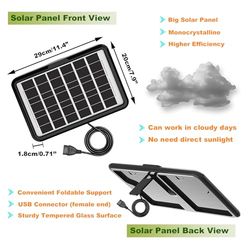Solar Powered Fan, 8 Inch Install-Free, with 18W IP65 Portable Solar Panel, Cloudy Days Working Solar Fan for Air Circulation and Cooling in Greenhouse, Chicken Coop, Pet House, Attic, 14ft Long Cable