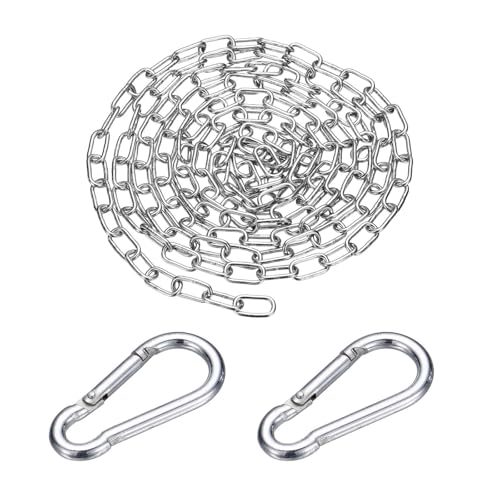 304 Stainless Steel Link Chain with 2 Hook (1/16" x 9.8 ft / 3 m x 2 Mm) - Utility Hanging Coil Chain Link Locking Pulling for Outdoor Fence Pet Dog - size: 1/16" x 9.8 ft(3 m x 2 Mm)