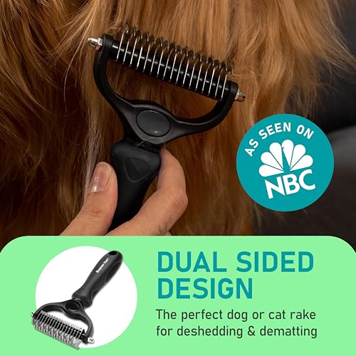 Maxpower Planet Hair Brush - Double Sided Shedding, Dematting Undercoat Rake for Dogs and Cats, Extra Wide Dog Grooming Brush, Reduce Shedding by 95%, Black | Deshedding & Dematting, Extra-Wide Double-Sided Comb, Long-Haired Coats, Reduces Shedding, Origi
