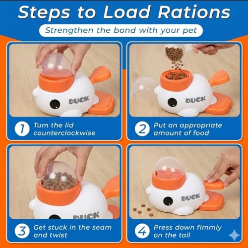 Anxuyixin2-in-1 Duck Shaped Interactive pet Puzzle Toy, Slow Food Dispenser (White Duck and Blue Bird Shaped with Buttons), cat and Dog Snack Dispenser Feeding Toy - color: white and blue