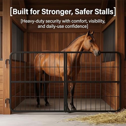 48" W×24" H Stall Guards for Horses Heavy Duty, Steel Horse Stall Gate Yoke Design Fits Private Stables, Performance Stables, Competition Stables