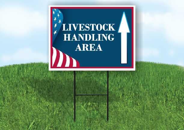 Livestock Handling Area 4Th Of July American Flag Usa Patriotic Bunting Up Arrows Double Sided 18x24 in. Yard Road Sign - size: Double Sided Up Directional Arrows