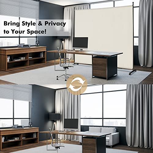 Giantex 73" x 73" Single Panel Room Divider with Wheels, Beige | Mobile Privacy Screen with Lockable Casters, Rolling Fabric Partition Wall for Home, Office, Studio - color: Beige, size: 73''W x 73''H (1 Panel)