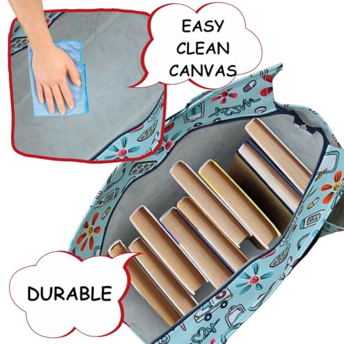 NGIL Utility Water Resistant Tote Bag | Work Tote for Women, Nurse Bag, Teacher's Choice Purse, Gym Bag, Everyday Organizer Top Zipper Closure - color: Groovy Nurse- Navy