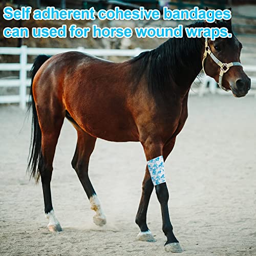 Bandage Wrap, 12Pcs Sweatproof and Waterproof Cute Vet Wrap, Elastic Non-Woven Cohesive Bandages for Ankle Sprains & Swelling