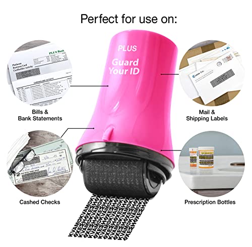 Guard Your ID Wide Identity Theft Protection Roller Stamp, 3-Pack for Mail - color: Pink, size: Wide 3-Pack