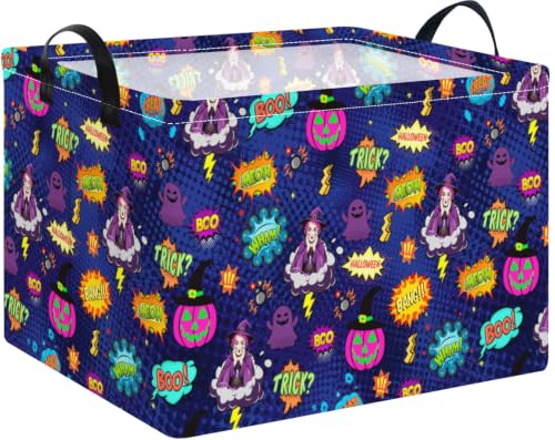 NTAOHAMPER Rectangular Storage Basket Empty,Storage Bin with Handles,Room Decor,Gift Basket,Book Box(Pop Halloween) - color: Pop Halloween