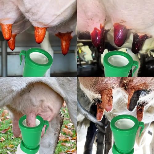 Teat Dip Cup - Non Reflow Design for Cow, Goat, Sheep | Secure Nipple Cleaning Disinfection Dip Cups 300 ml (green, 1) - style: green