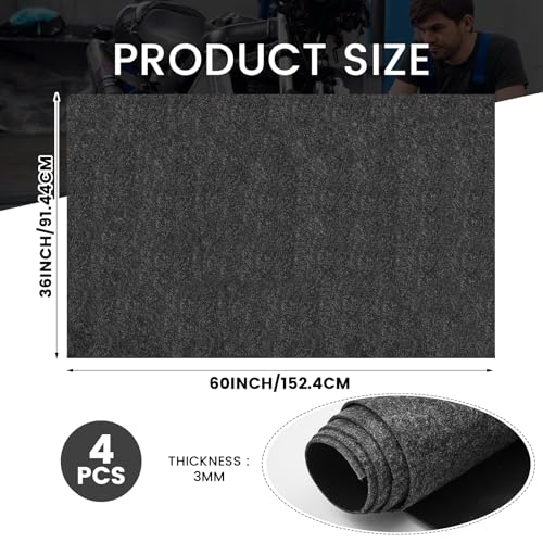 2 Pcs Oil Spill Mat Set, 36"×60", Complete Garage Floor Protection | Front & Rear Car Coverage - Reusable Washable, Non-slip for Motorcycle Trash Cans Gardening Tools Spot Maintenance Protection