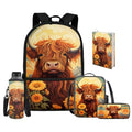 Upetstory Highland Cow Backpack for Girls Kids School Bag with Lunch Box Pencil Case Book Cover Water Bottle Sleeve Teen Schoolbag Elementary Primary Bookbag Travel Daypack Hiking Cycling - color: Highland Cow