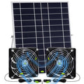 Glooglitter 20w Solar Powered Fan Kit for Chicken Coop IP67 Waterproof Dual Solar Greenhouse Fan 3500 RPM High Speed Exhaust Fan with 10ft Cable for Shed Pet House Window Outside Inside(1 Set)