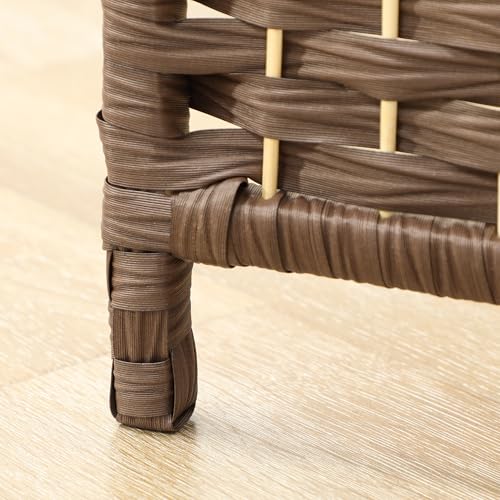 HOMCOM 3 Panel Room Divider 6 Ft Privacy Screen Hand-Woven Brown | Folding PP Wall Partition, Pine Wood Frame, Freestanding Room Separator, Bedroom Home Office, No Assembly - color: Brown, size: 3 Panel