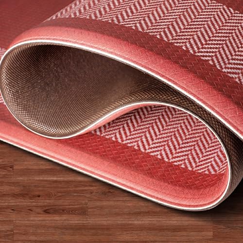 Chef Gear Hettie Anti Fatigue Cushioned Kitchen Mat 18"x32" Red - color: Hettie Herringbone Red, size: 32"L x 18"W x 0.3"Th