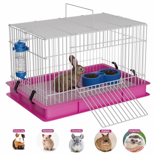 STILLCOVE Small Rabbit Cage Indoor, with Water Bottle & Food Bowl & Mat | Heightened Base, Easy to Clean, Small Animal Enclosure for Bunny, Hamster, Ferret, Rat, Chinchilla, Hedgehog, Gerbil, Mouse - size: 24.0"L x 16.1"W x 14.2"H