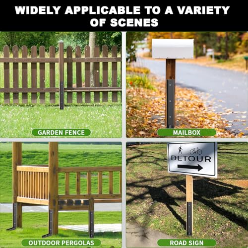 2-Pack Fence Post Repair Kit, 33.5" Heavy Duty Adjustable Thickened Metal Fence Post Anchor with Anti-Rust Coating for Repairing Tilted and Broken Wooden Post